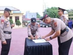 Kapolres Langsa Pimpin Upacara Sertijab Sejumlah Pejabat Utama Polres Langsa