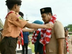 Wakil Bupati Aceh Timur Pimpin Upacara Pembukaan Jambore Walaupun Basah Kuyub Diguyur Hujan