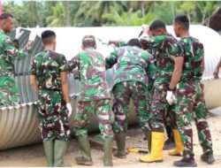 Koramil 16/PDW Kodim 0104/Atim Rampungkan Pembangunan Jembatan Aramco Titik Ke-5