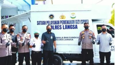 Kapolres Langsa Monitoring Dapur SPPG Sekaligus Tinjau Langsung Penyaluran Makanan Bergizi Ke Sekolah