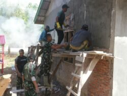 RTLH Abdul Manaf Mulai Dipoles, Satgas TMMD Kebut Tahap Pemlesteran dan Cat Rumah
