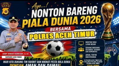 Polres Aceh Timur Gelar Nobar Piala Dunia 2026 Bersama Masyarakat, Perkuat Kemitraan dan Kebersamaan