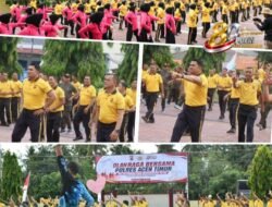 Polres Aceh Timur Gelar Olah Raga Bersama Dalam Rangka Sambut HUT Bhayangkara Ke-80