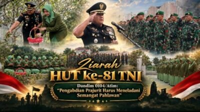 Ziarah HUT ke-81 TNI, Dandim 0104/Atim: Pengabdian Prajurit Harus Meneladani Semangat Pahlawan