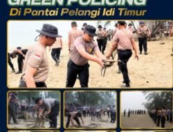 Green Policing Polres Aceh Timur, Kapolres Pimpin Aksi Bersih Bersih Pantai Pelangi