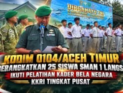 Kodim 0104/Aceh Timur Berangkatkan 25 Siswa SMAN 1 Langsa Ikuti Pelatihan Kader Bela Negara KKRI Tingkat Pusat