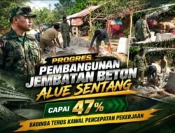 Progres Pembangunan Jembatan Beton Alue Sentang Capai 47 Persen, Babinsa Terus Kawal Percepatan Pengerjaan